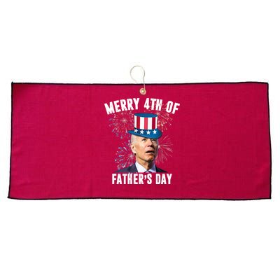 Merry 4th Of Father's Day Joe Biden Funny Gift For Dad Large Microfiber Waffle Golf Towel