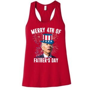 Merry 4th Of Father's Day Joe Biden Funny Gift For Dad Women's Racerback Tank