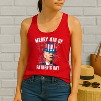 Merry 4th Of Father's Day Joe Biden Funny Gift For Dad Womens Tank Top