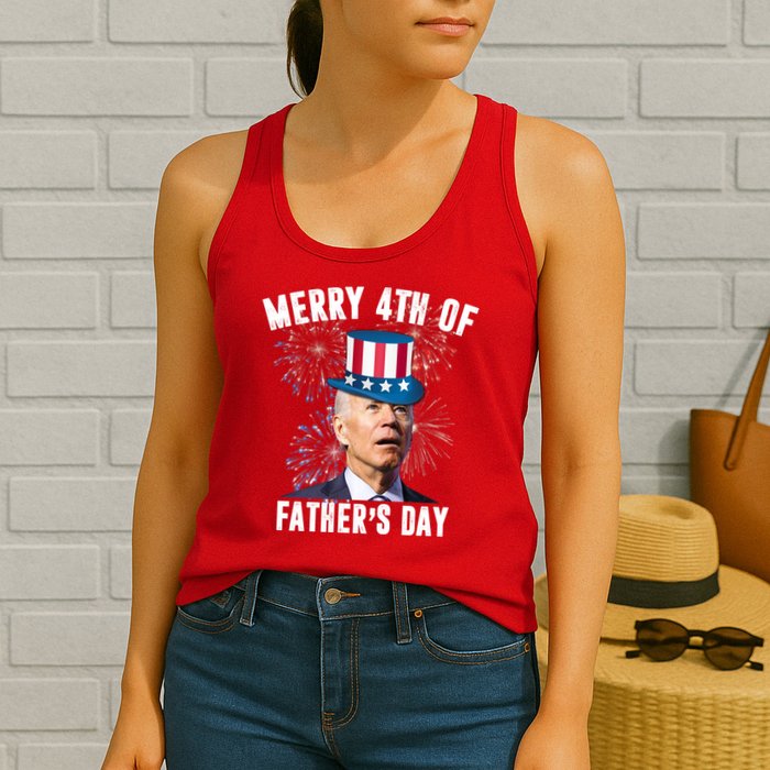 Merry 4th Of Father's Day Joe Biden Funny Gift For Dad Womens Tank Top