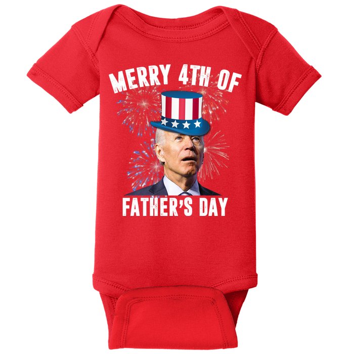 Merry 4th Of Father's Day Joe Biden Funny Gift For Dad Baby Bodysuit