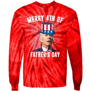 Merry 4th Of Father's Day Joe Biden Funny Gift For Dad Tie-Dye Long Sleeve Shirt