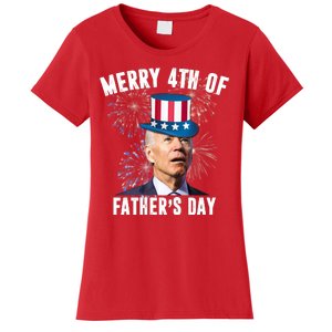 Merry 4th Of Father's Day Joe Biden Funny Gift For Dad Women's T-Shirt