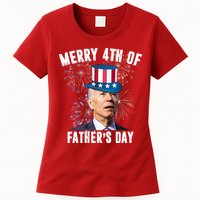Merry 4th Of Father's Day Joe Biden Funny Gift For Dad Womens T-Shirt