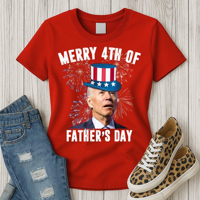 Merry 4th Of Father's Day Joe Biden Funny Gift For Dad Womens T-Shirt