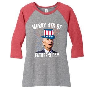 Merry 4th Of Father's Day Joe Biden Funny Gift For Dad Women's Tri-Blend 3/4-Sleeve Raglan Shirt