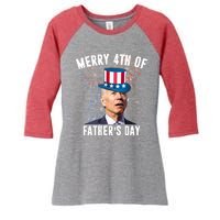 Merry 4th Of Father's Day Joe Biden Funny Gift For Dad Women's Tri-Blend 3/4-Sleeve Raglan Shirt