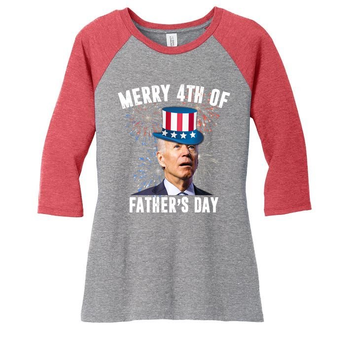 Merry 4th Of Father's Day Joe Biden Funny Gift For Dad Women's Tri-Blend 3/4-Sleeve Raglan Shirt