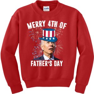 Merry 4th Of Father's Day Joe Biden Funny Gift For Dad Kids Sweatshirt