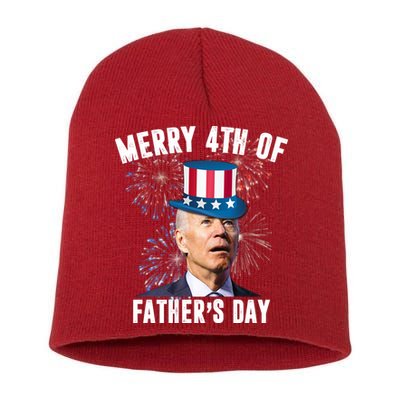 Merry 4th Of Father's Day Joe Biden Funny Gift For Dad Short Acrylic Beanie