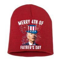 Merry 4th Of Father's Day Joe Biden Funny Gift For Dad Short Acrylic Beanie