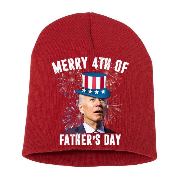 Merry 4th Of Father's Day Joe Biden Funny Gift For Dad Short Acrylic Beanie