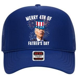 Merry 4th Of Father's Day Joe Biden Funny Gift For Dad High Crown Mesh Back Trucker Hat