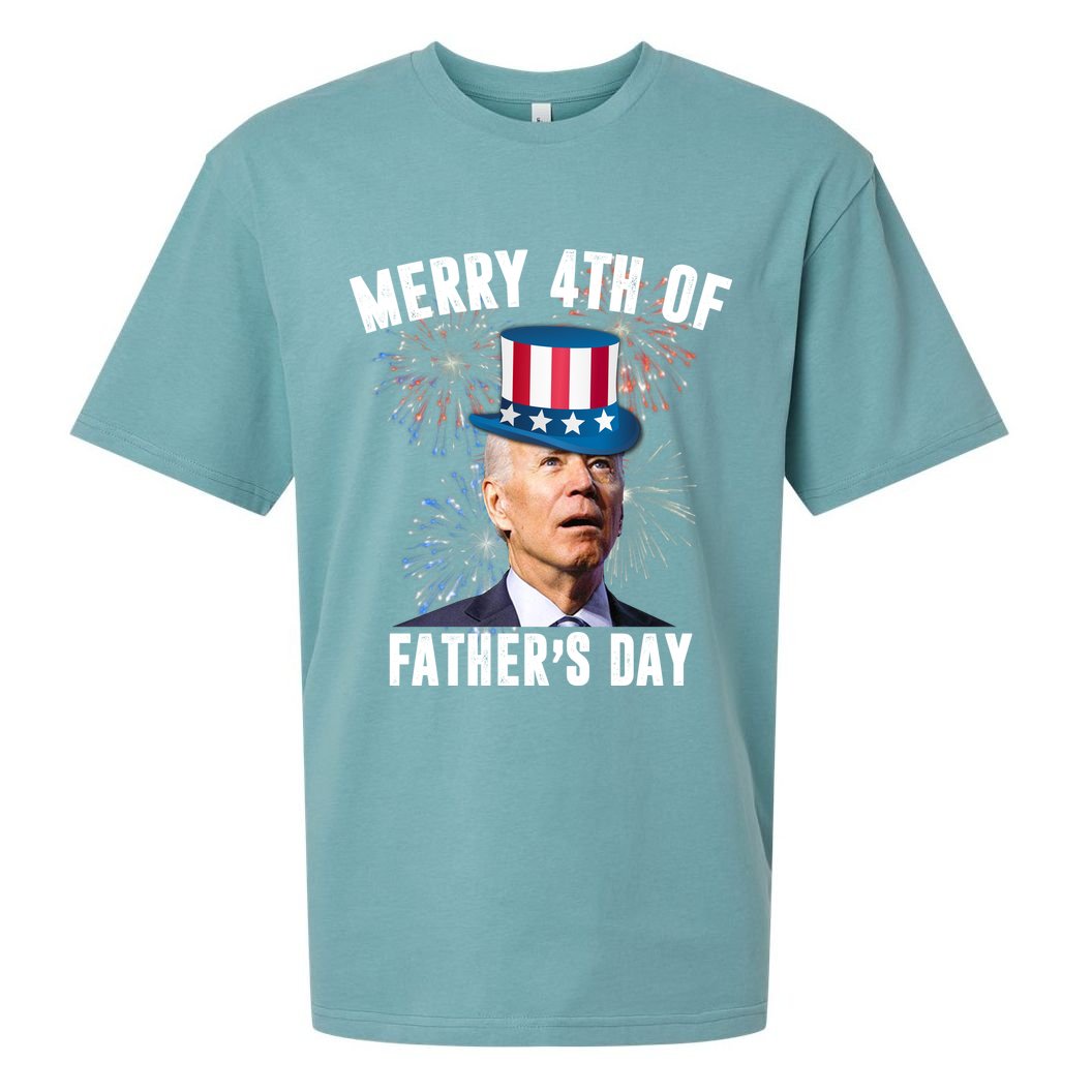Merry 4th Of Father's Day Joe Biden Funny Gift For Dad Sueded Cloud Jersey T-Shirt