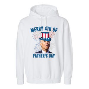 Merry 4th Of Father's Day Joe Biden Funny Gift For Dad Garment-Dyed Fleece Hoodie