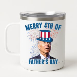 Merry 4th Of Father's Day Joe Biden Funny Gift For Dad 12 oz Stainless Steel Tumbler Cup