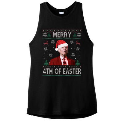 Merry 4th Of Easter Funny Joe Biden Christmas Ugly Sweater Ladies PosiCharge Tri-Blend Wicking Tank