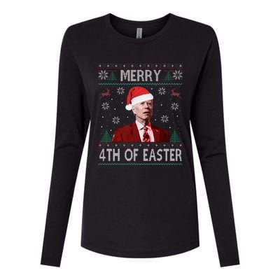 Merry 4th Of Easter Funny Joe Biden Christmas Ugly Sweater Womens Cotton Relaxed Long Sleeve T-Shirt