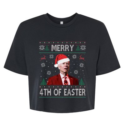 Merry 4th Of Easter Funny Joe Biden Christmas Ugly Sweater Bella+Canvas Jersey Crop Tee