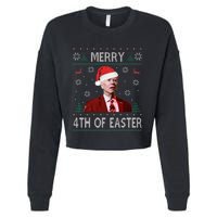 Merry 4th Of Easter Funny Joe Biden Christmas Ugly Sweater Cropped Pullover Crew