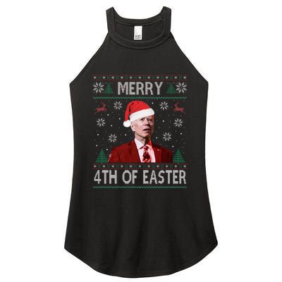 Merry 4th Of Easter Funny Joe Biden Christmas Ugly Sweater Women's Perfect Tri Rocker Tank