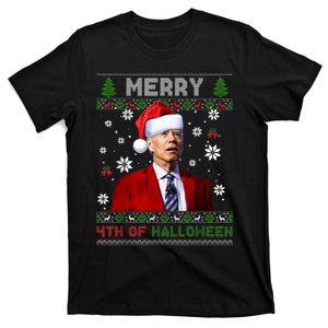 Merry 4th Of Halloween Funny Biden Ugly Christmas Sweater T-Shirt