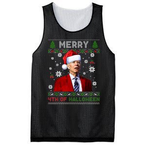 Merry 4th Of Halloween Funny Biden Ugly Christmas Sweater Mesh Reversible Basketball Jersey Tank