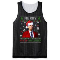 Merry 4th Of Halloween Funny Biden Ugly Christmas Sweater Mesh Reversible Basketball Jersey Tank