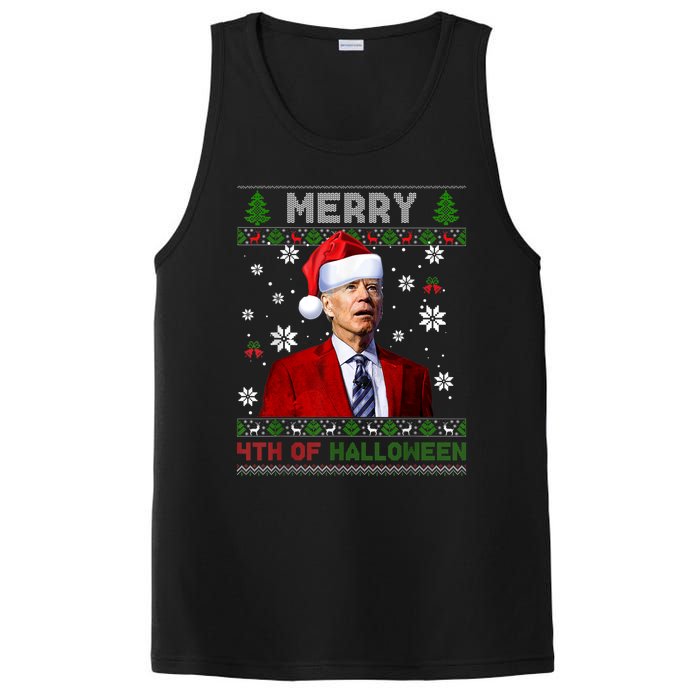 Merry 4th Of Halloween Funny Biden Ugly Christmas Sweater PosiCharge Competitor Tank