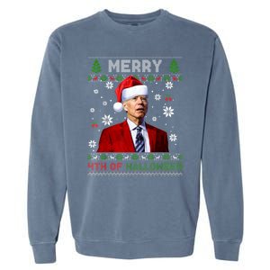 Merry 4th Of Halloween Funny Biden Ugly Christmas Sweater Garment-Dyed Sweatshirt