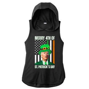 Merry 4th Of St Patricks Day Joe Biden Funny Holiday Ladies PosiCharge Tri-Blend Wicking Draft Hoodie Tank