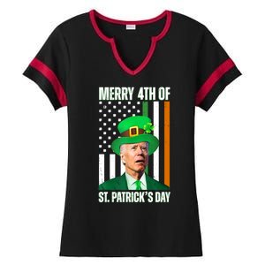 Merry 4th Of St Patricks Day Joe Biden Funny Holiday Ladies Halftime Notch Neck Tee