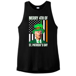 Merry 4th Of St Patricks Day Joe Biden Funny Holiday Ladies PosiCharge Tri-Blend Wicking Tank