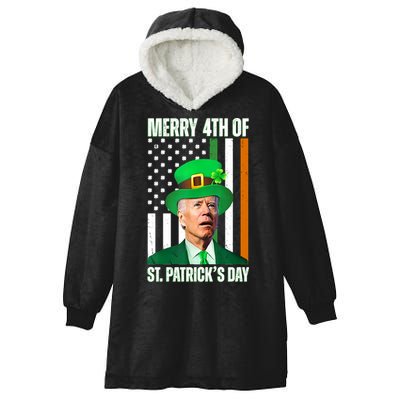 Merry 4th Of St Patricks Day Joe Biden Funny Holiday Hooded Wearable Blanket