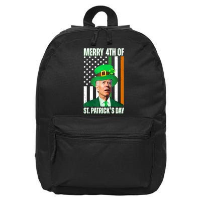 Merry 4th Of St Patricks Day Joe Biden Funny Holiday 16 in Basic Backpack