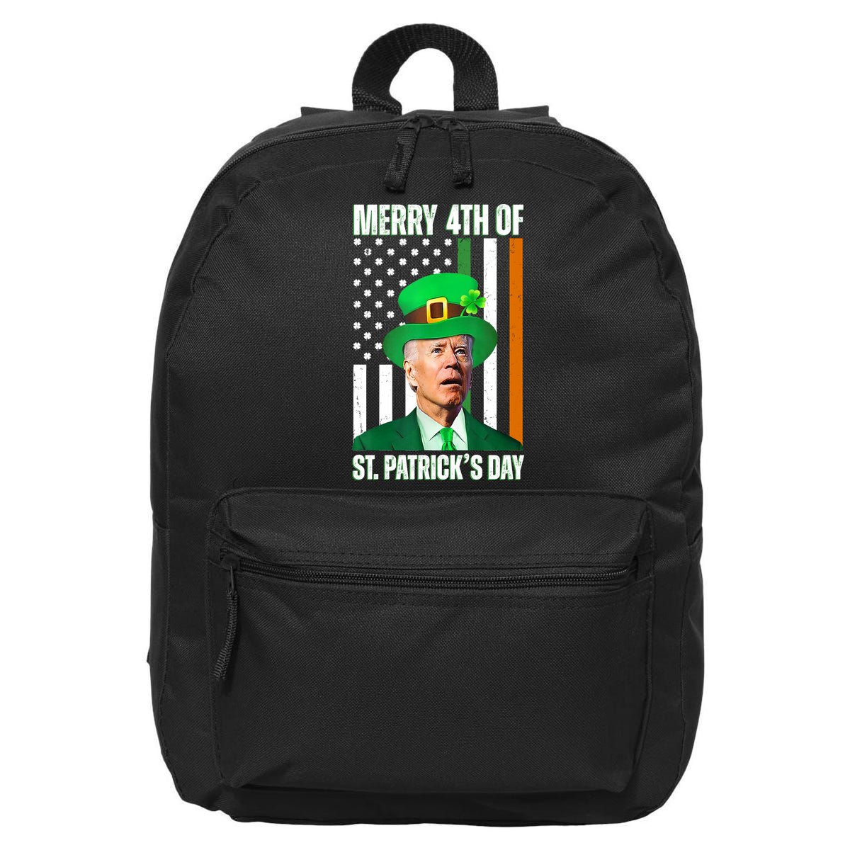 Merry 4th Of St Patricks Day Joe Biden Funny Holiday 16 in Basic Backpack