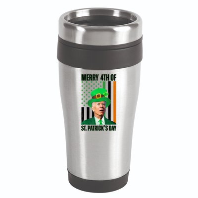 Merry 4th Of St Patricks Day Joe Biden Funny Holiday 16oz Travel Tumbler