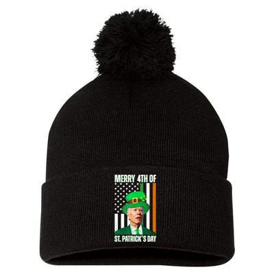 Merry 4th Of St Patricks Day Joe Biden Funny Holiday Pom Pom 12in Knit Beanie