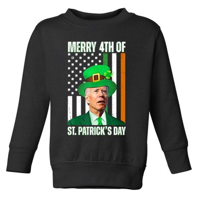 Merry 4th Of St Patricks Day Joe Biden Funny Holiday Toddler Sweatshirt