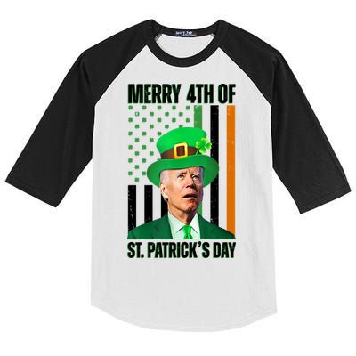 Merry 4th Of St Patricks Day Joe Biden Funny Holiday Kids Colorblock Raglan Jersey