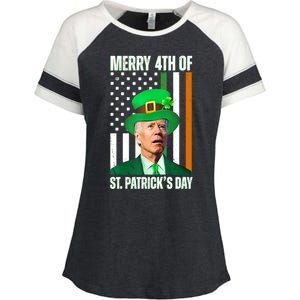 Merry 4th Of St Patricks Day Joe Biden Funny Holiday Enza Ladies Jersey Colorblock Tee