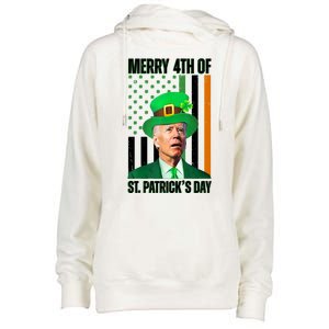 Merry 4th Of St Patricks Day Joe Biden Funny Holiday Womens Funnel Neck Pullover Hood