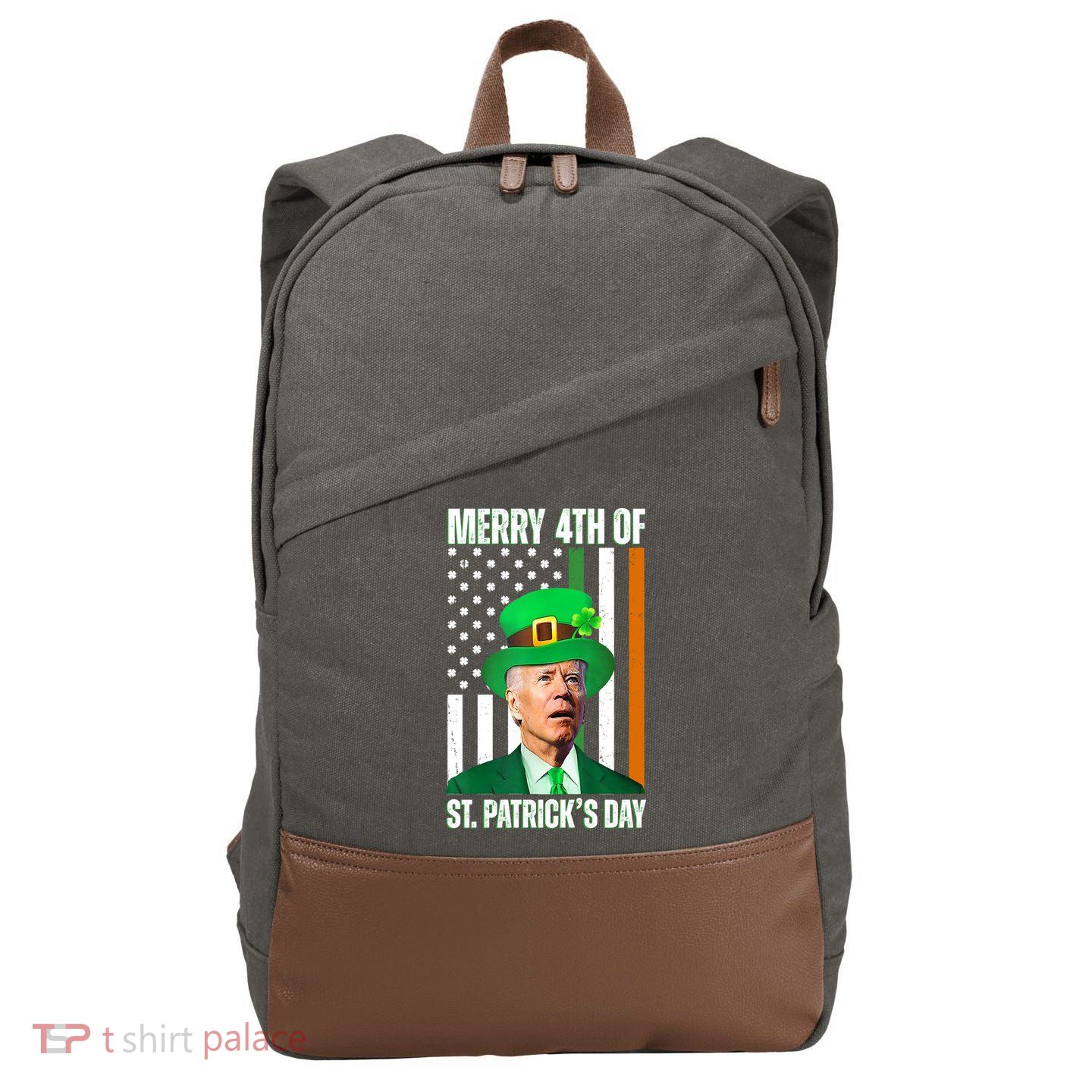Merry 4th Of St Patricks Day Joe Biden Funny Holiday Cotton Canvas Backpack