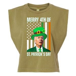 Merry 4th Of St Patricks Day Joe Biden Funny Holiday Garment-Dyed Women's Muscle Tee