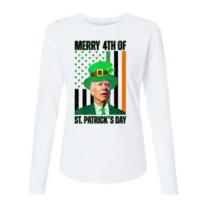 Merry 4th Of St Patricks Day Joe Biden Funny Holiday Womens Cotton Relaxed Long Sleeve T-Shirt