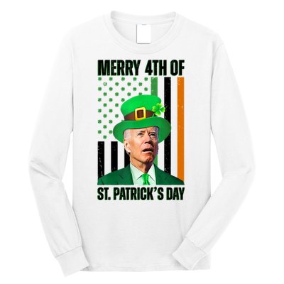 Merry 4th Of St Patricks Day Joe Biden Funny Holiday Long Sleeve Shirt
