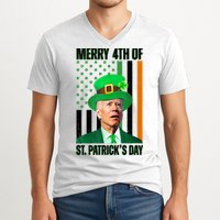Merry 4th Of St Patricks Day Joe Biden Funny Holiday V-Neck T-Shirt