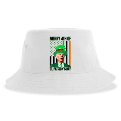 Merry 4th Of St Patricks Day Joe Biden Funny Holiday Sustainable Bucket Hat