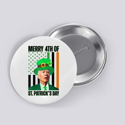 Merry 4th Of St Patricks Day Joe Biden Funny Holiday Button