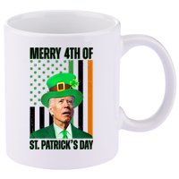 Merry 4th Of St Patricks Day Joe Biden Funny Holiday 11oz C Handle Ceramic Mug